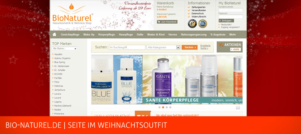 Bild - bio-naturel.de im Weihnachtsoutfit